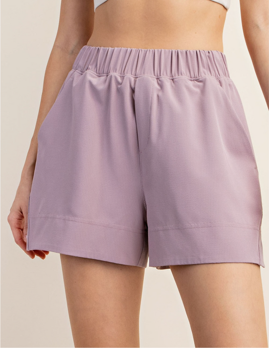 Ash Lavender Crinkle Woven Shorts