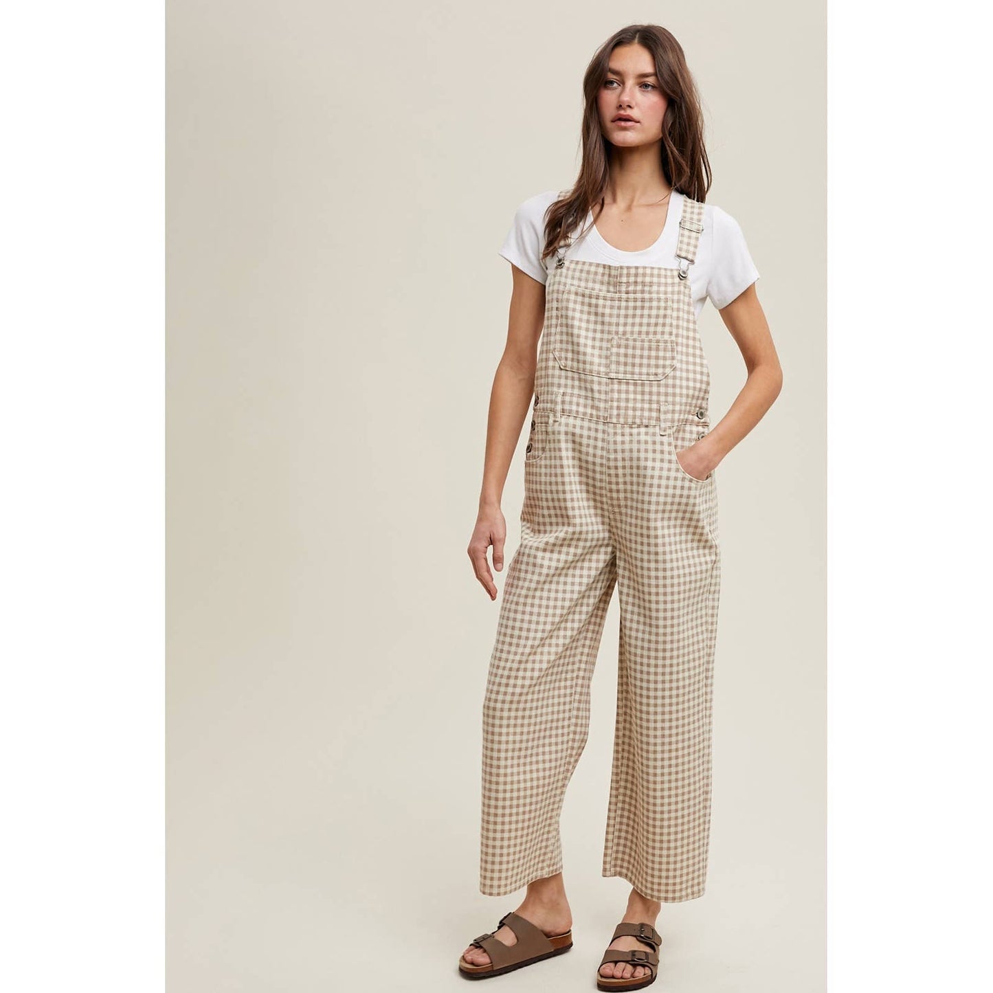GINGHAM DENIM OVERALL