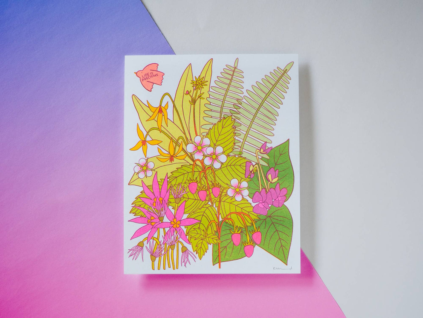 Life Is Precious Spring Prairie Risograph Art Print