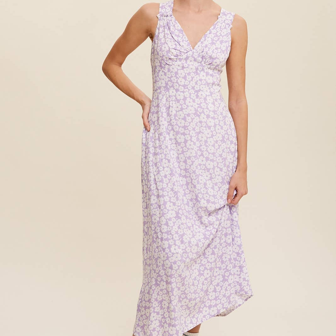 FloralV-Neck Midi Dress