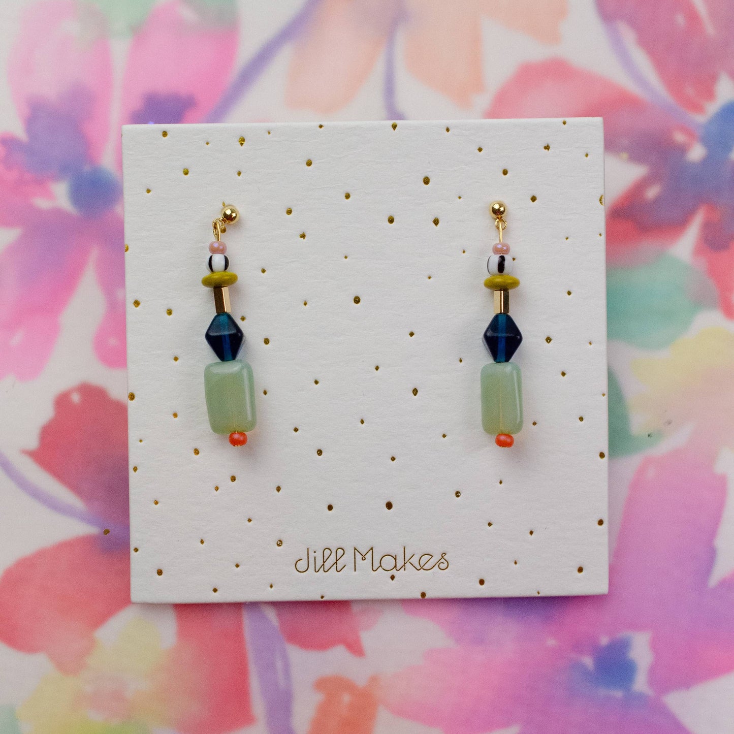 Multicolor beaded dangle earrings