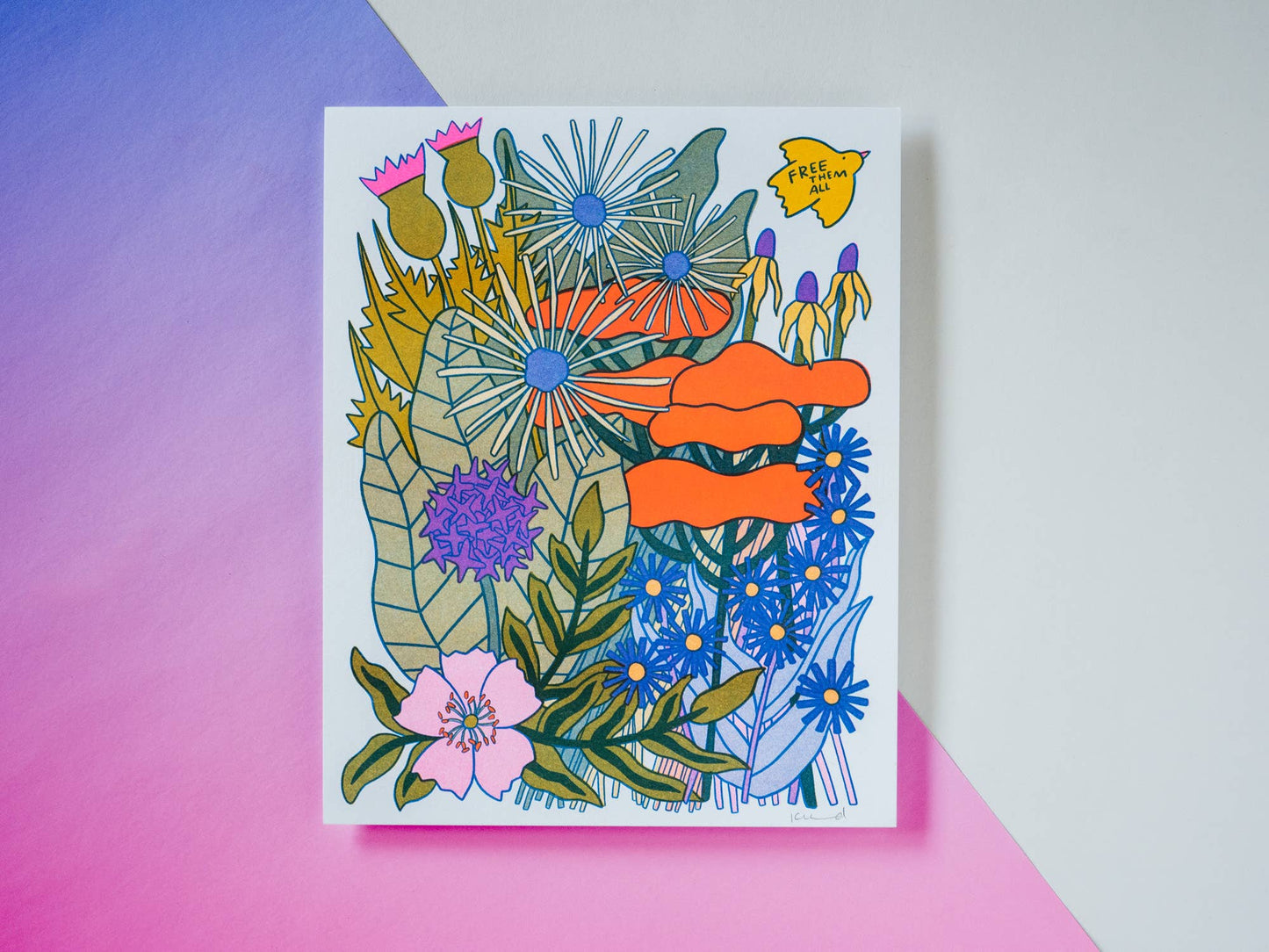 Free Them All Prairie Risograph Art Print