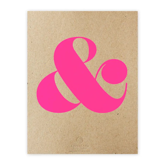 Ampersand Screen Print On Kraft - Neon Pink