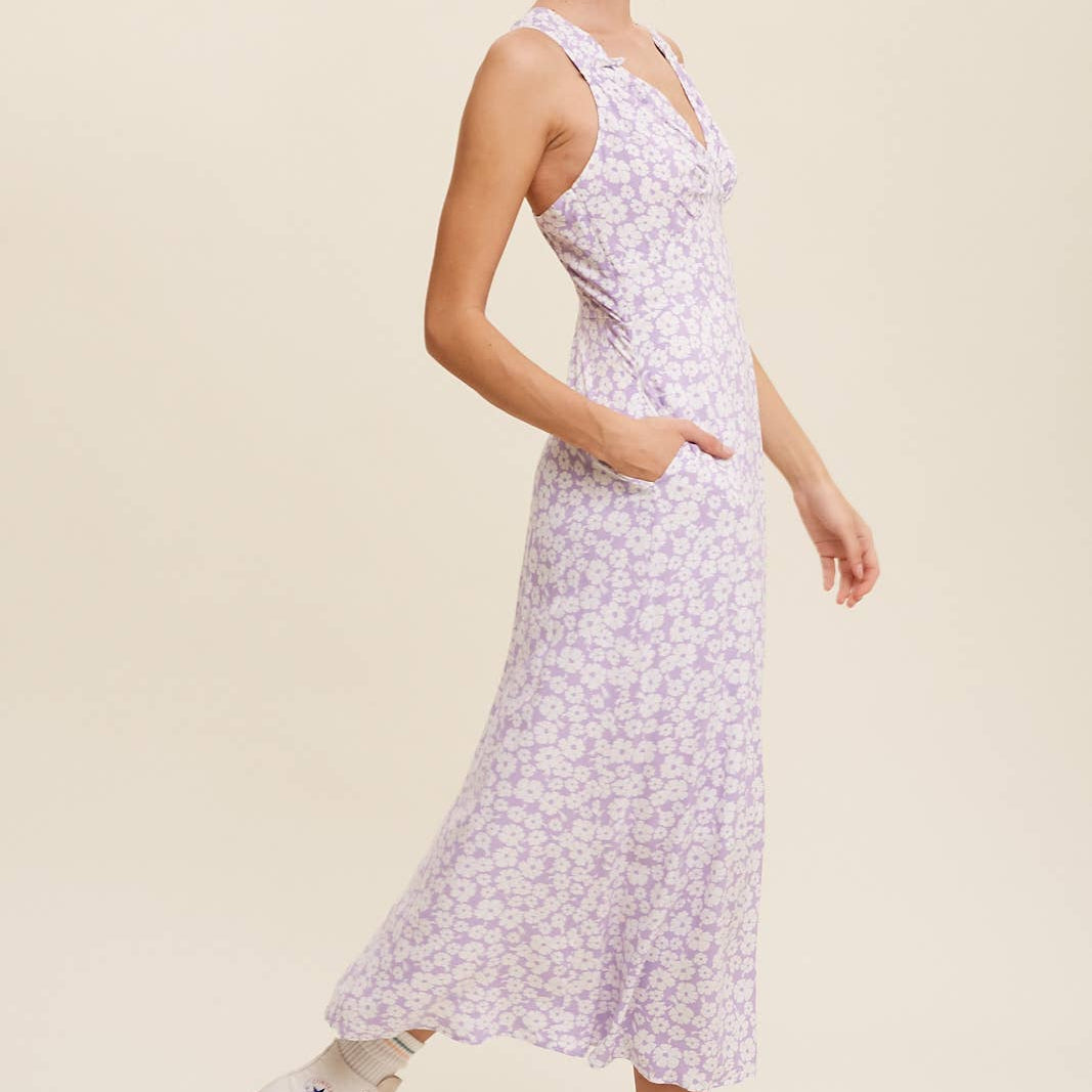 FloralV-Neck Midi Dress
