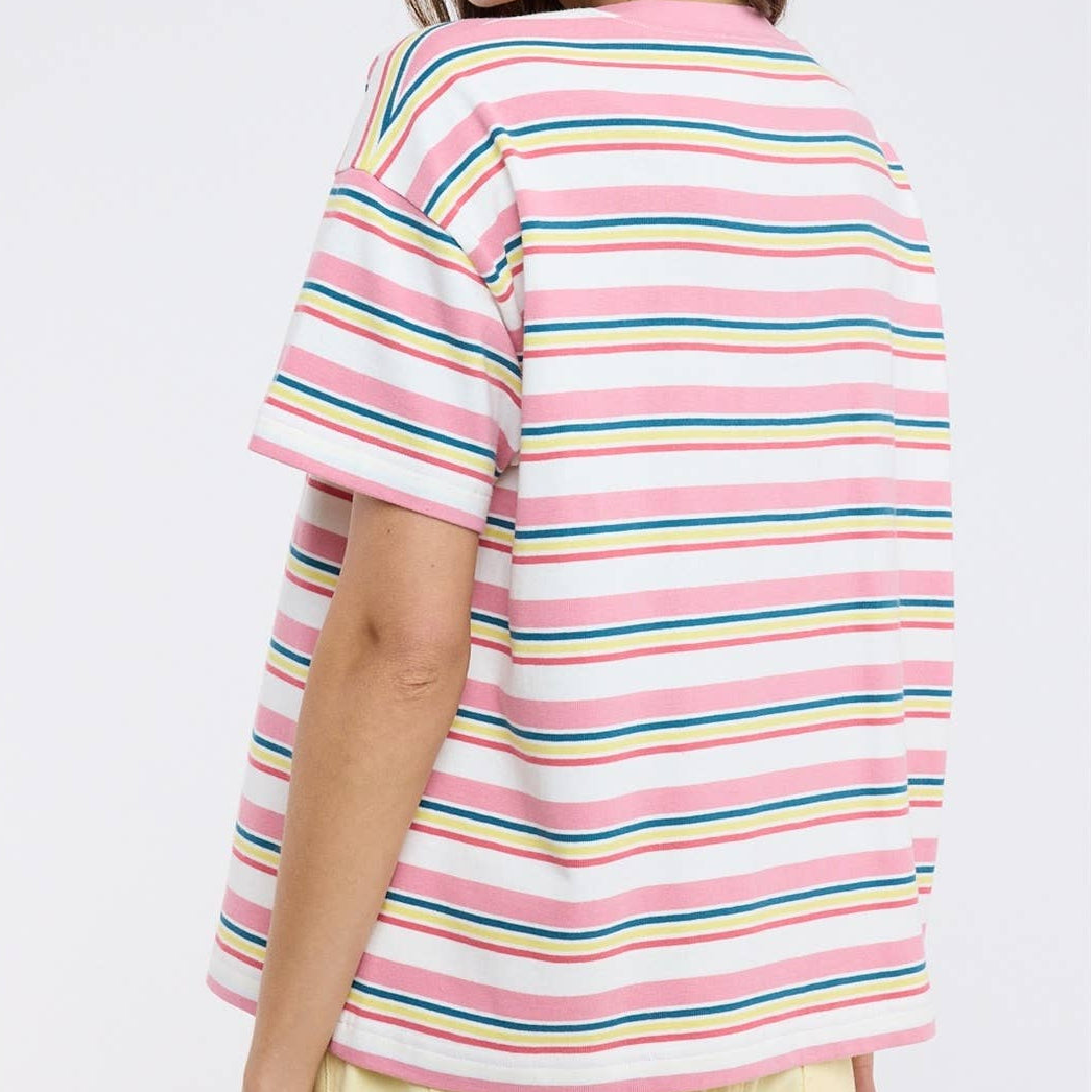 MULTI-STRIPED KNIT TEE