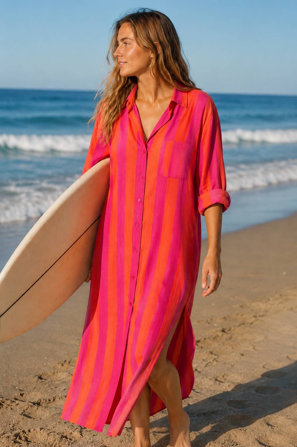 Surf Stripe Shirt Dress