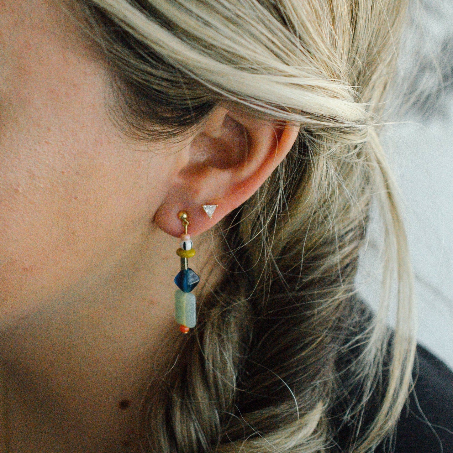Multicolor beaded dangle earrings