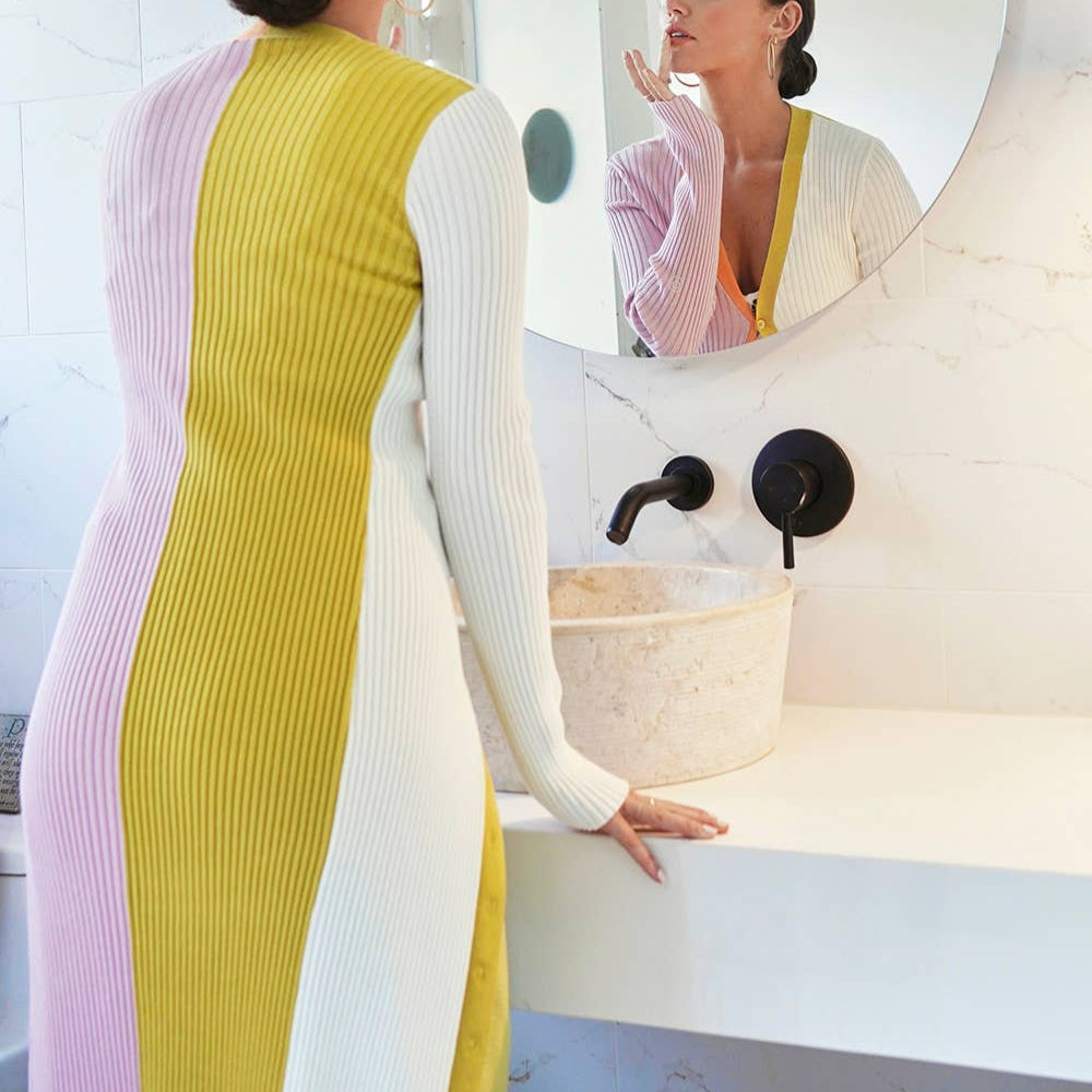 Color Blocked Sweater Dress