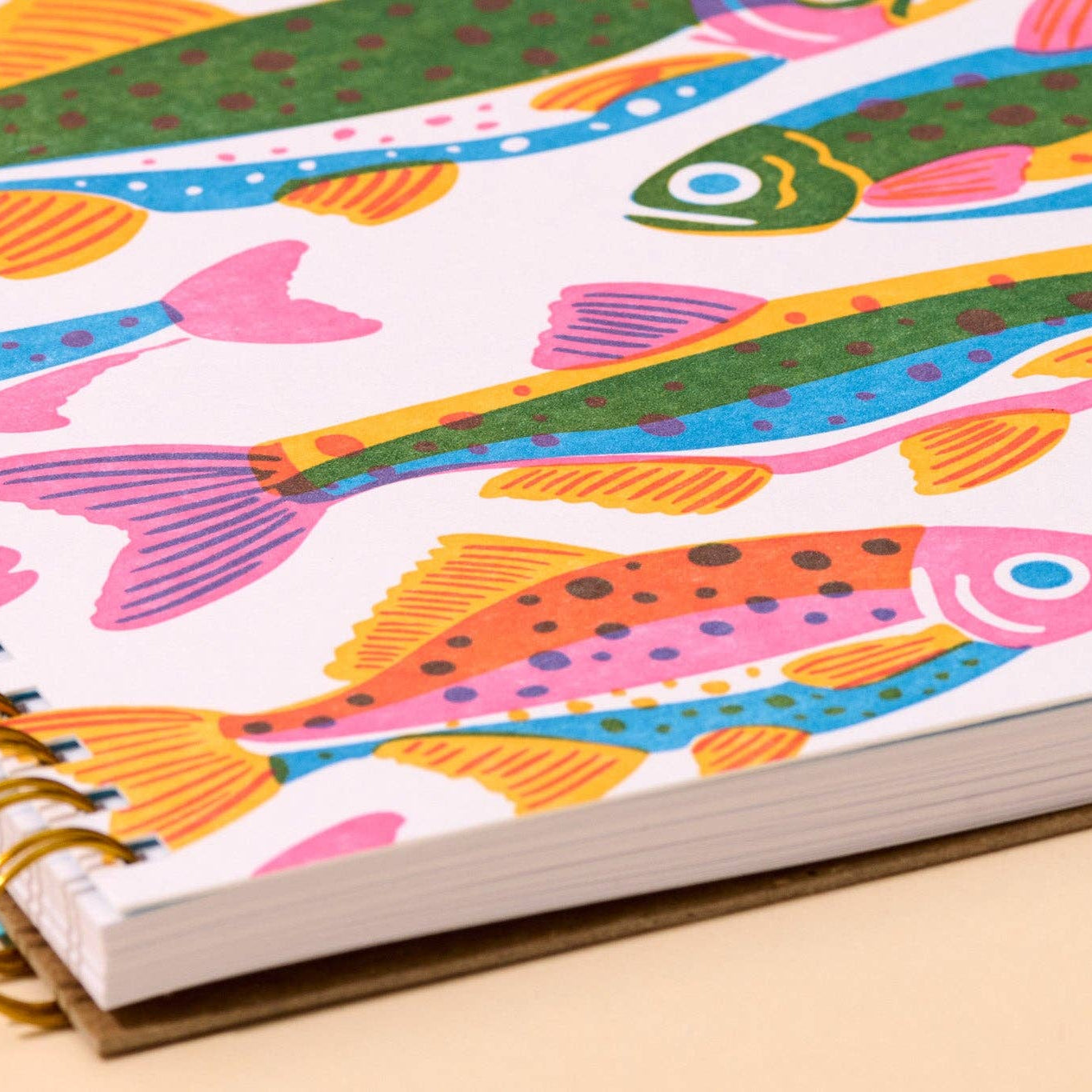 Rainbow Trout Letterpress A5 Lined Spiral Notebook