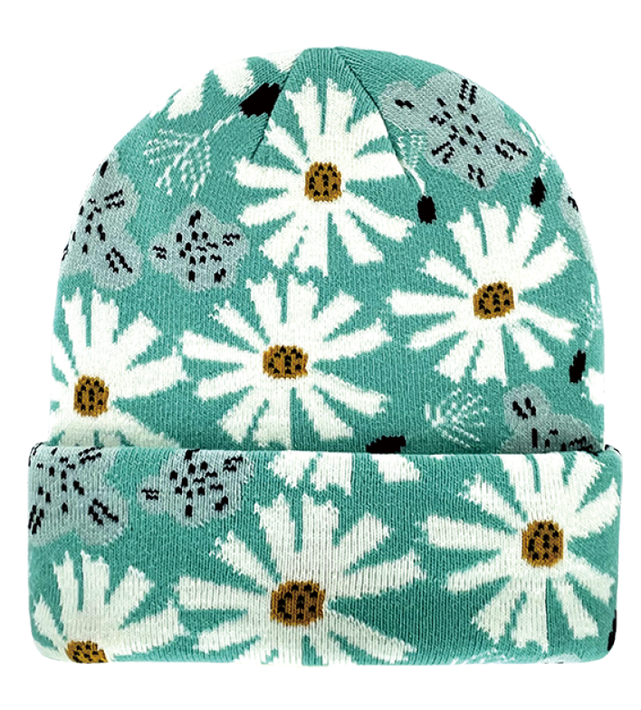 Daisy Flower Knit Beanie