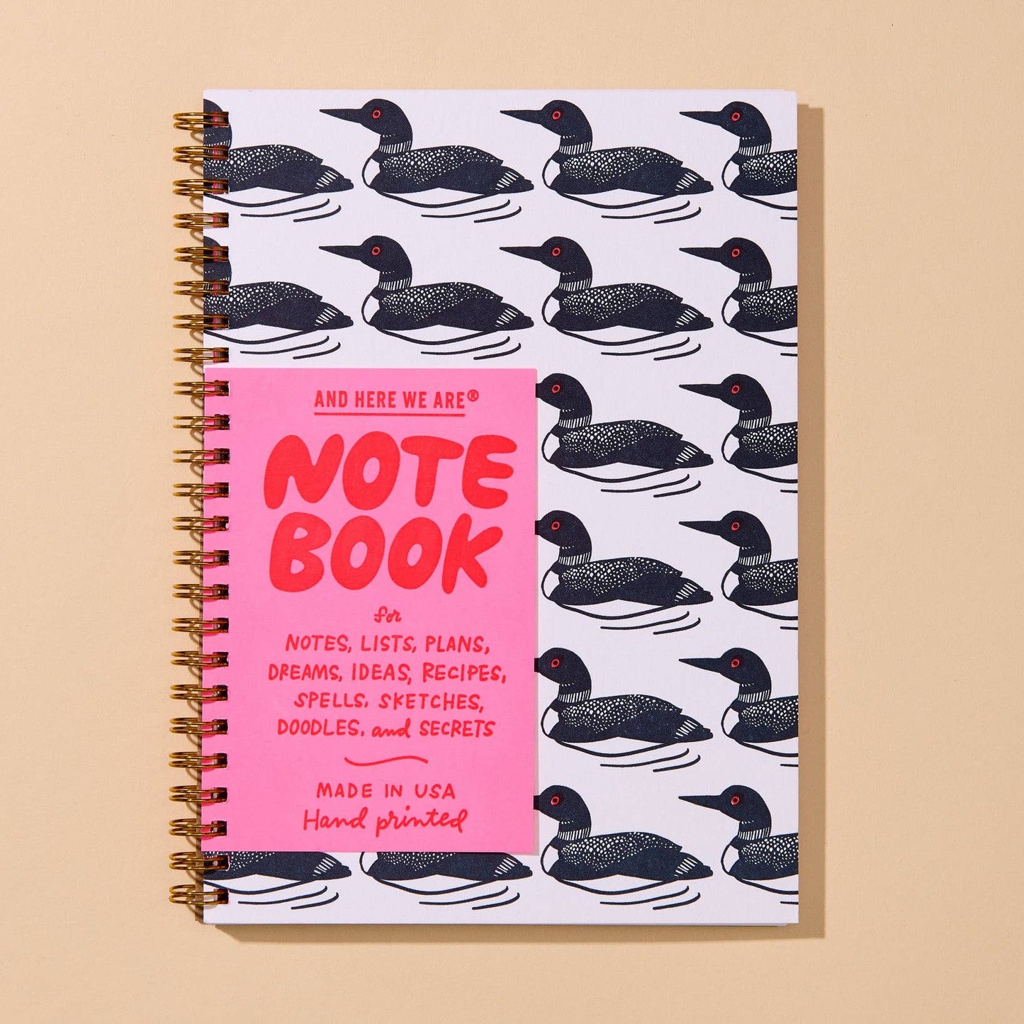 Loon Letterpress A5 Lined Spiral Notebook