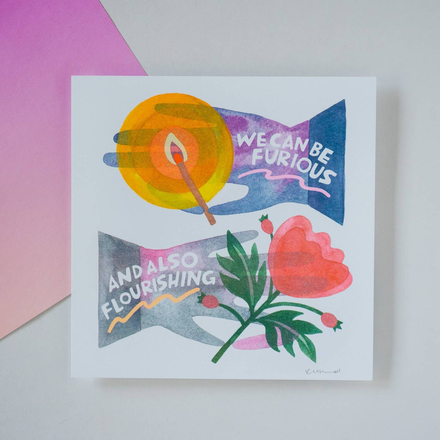 We Can Be Furious and Also Flourishing Risograph Art Print