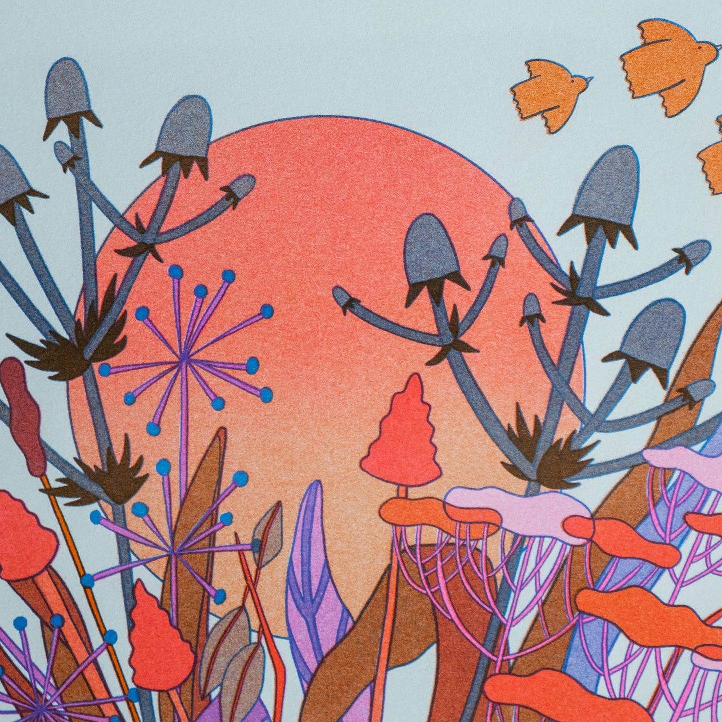 Autumn Moon Risograph Art Print