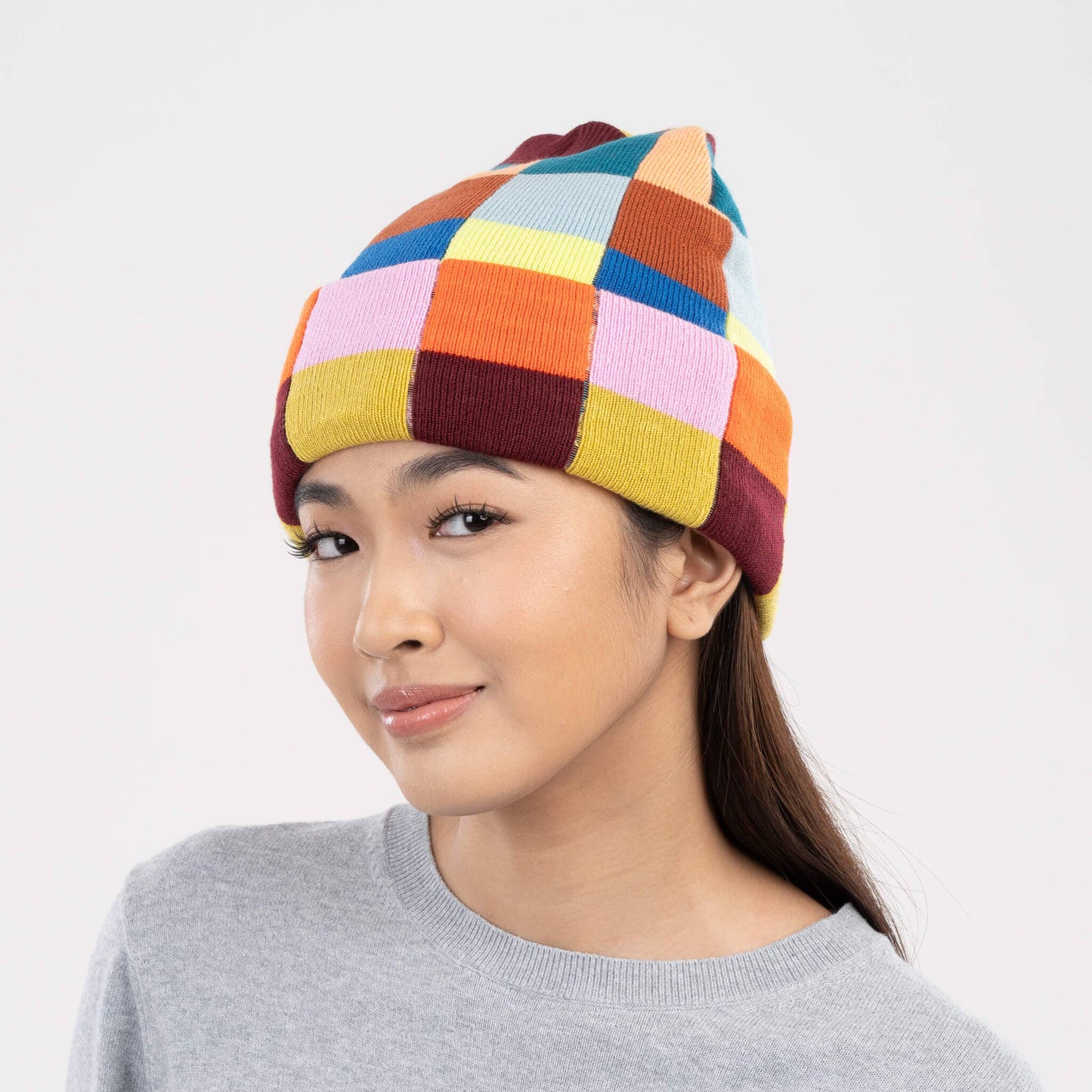 Color Patch Knit Beanie