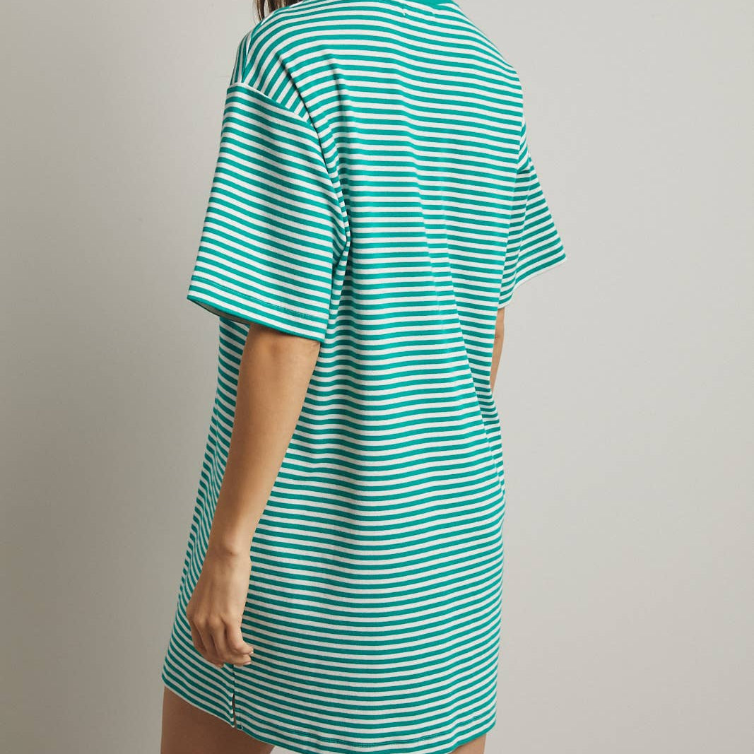 STRIPED KNIT T-SHIRT MINI DRESS