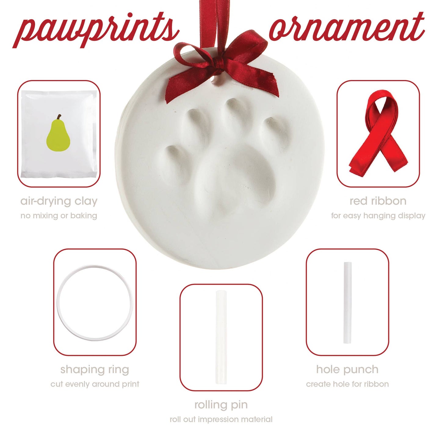 Pet Pawprint Christmas Keepsake Ornament Kit