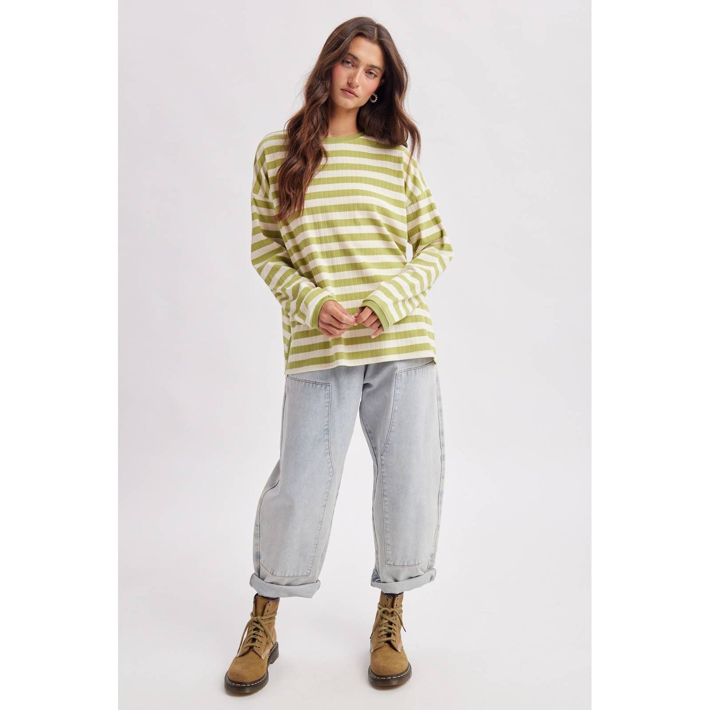 STRIPED RIBBED KNIT TOP