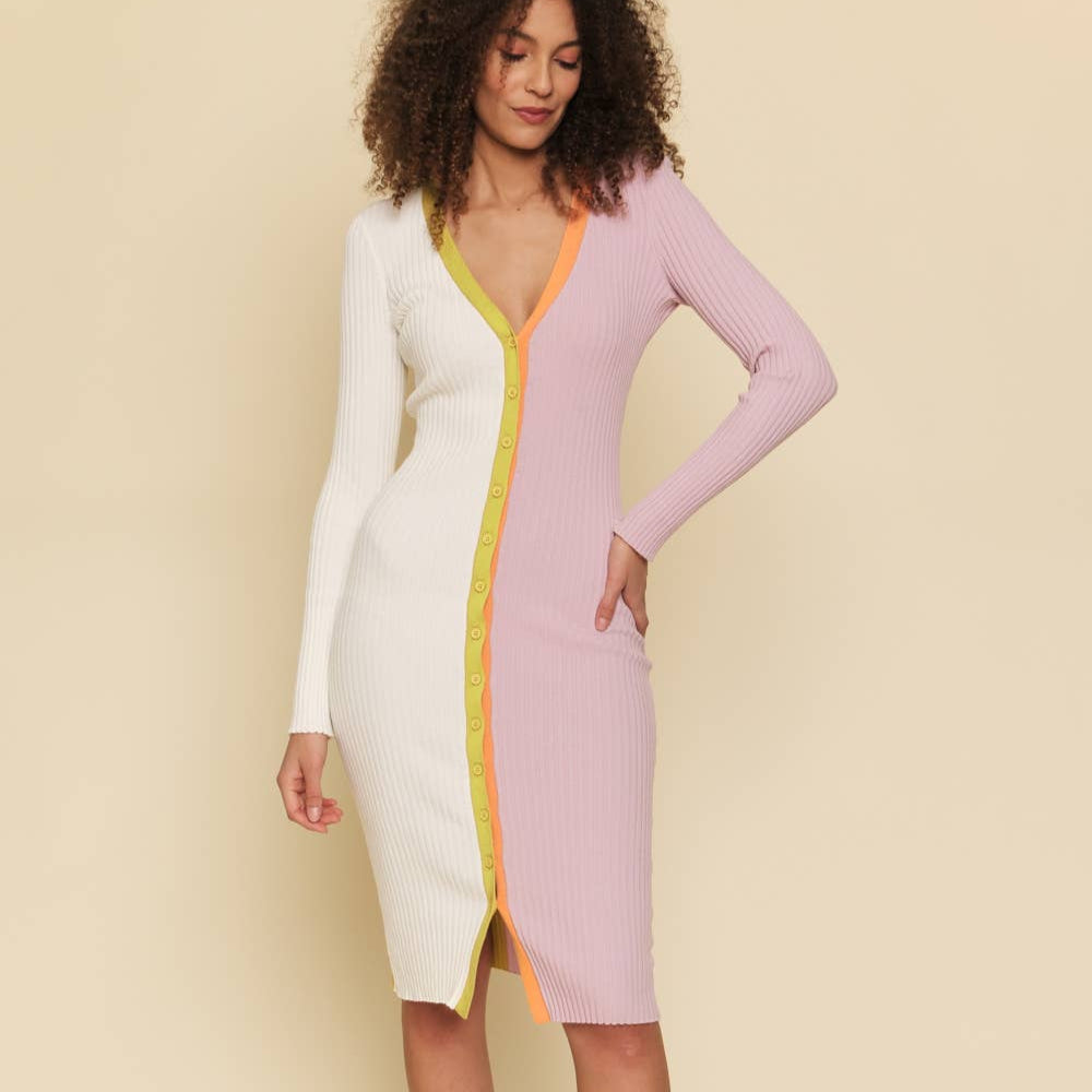 Color Blocked Sweater Dress