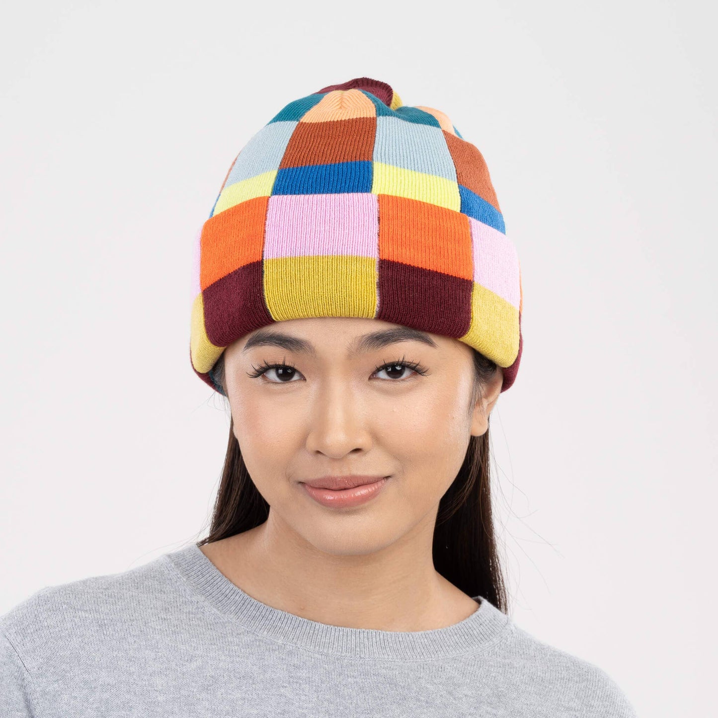 Color Patch Knit Beanie