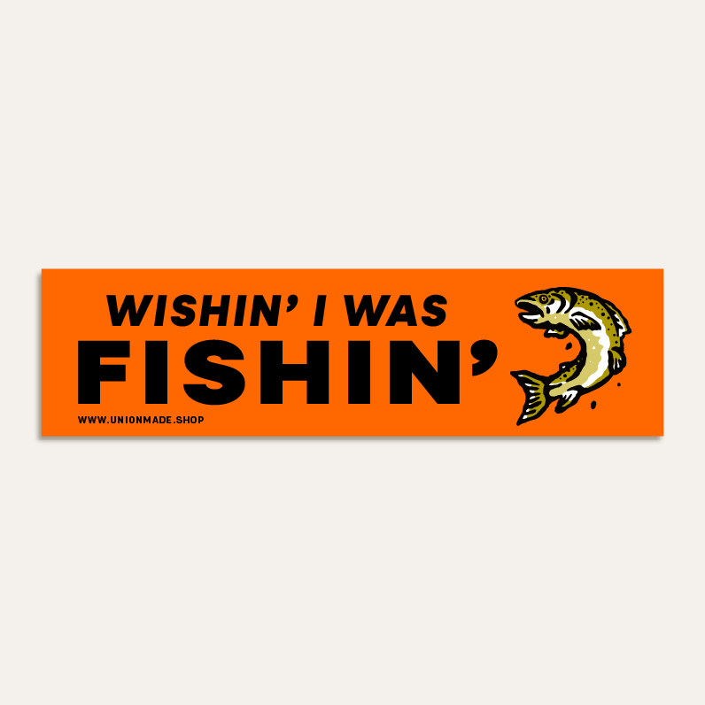 Wishing I Was Fishing Bumper Sticker