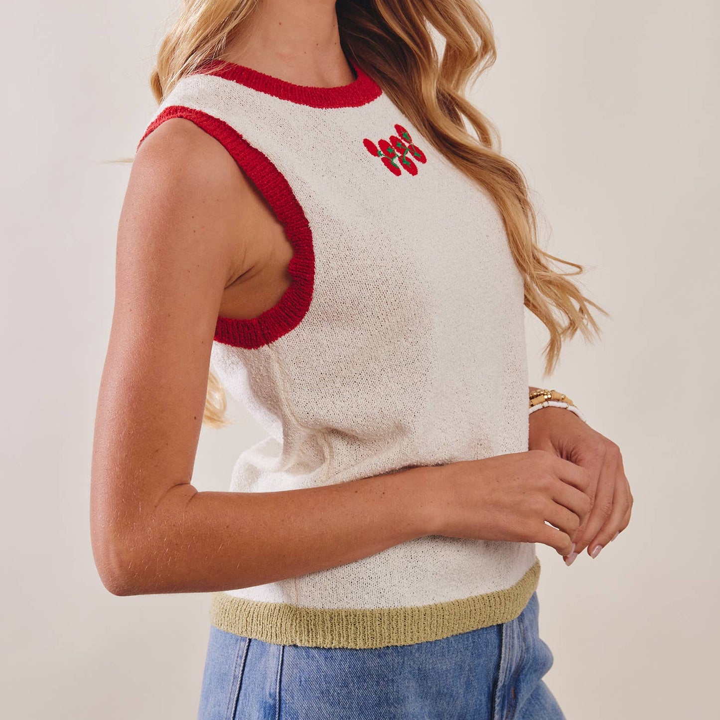 Tomato Sleeveless Knit Tank Top