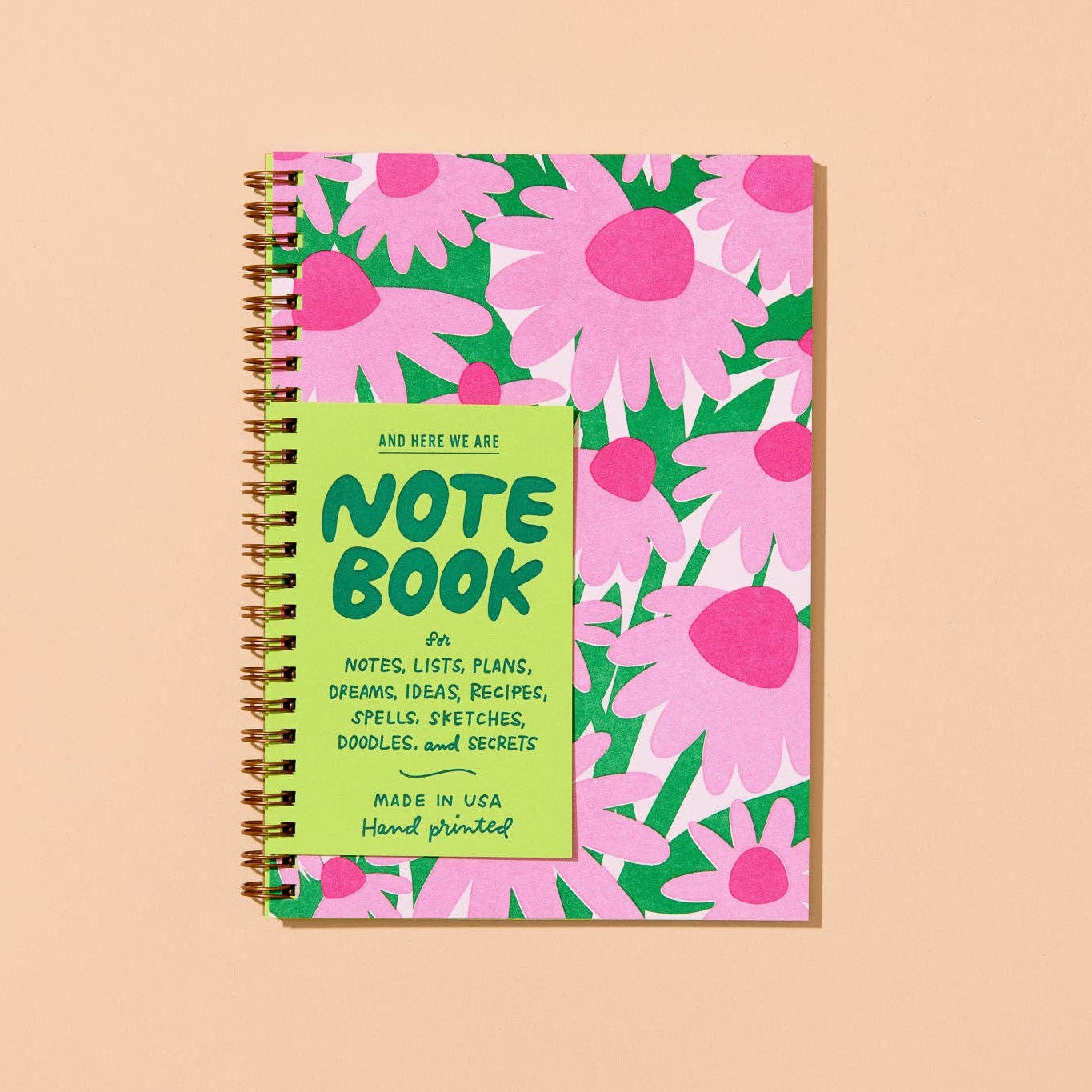 Coneflower Letterpress A5 Lined Spiral Notebook