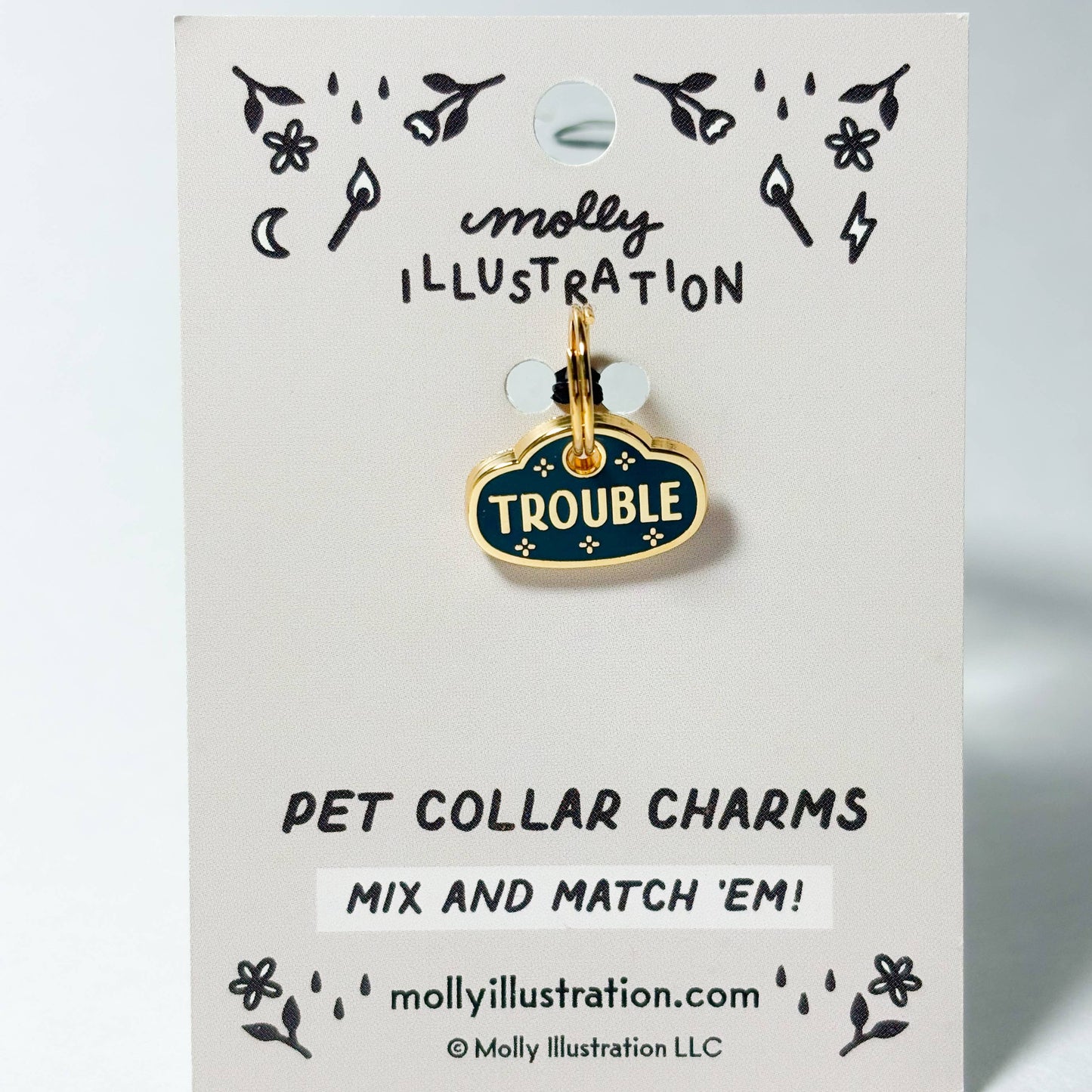 Trouble Pet Collar Charm