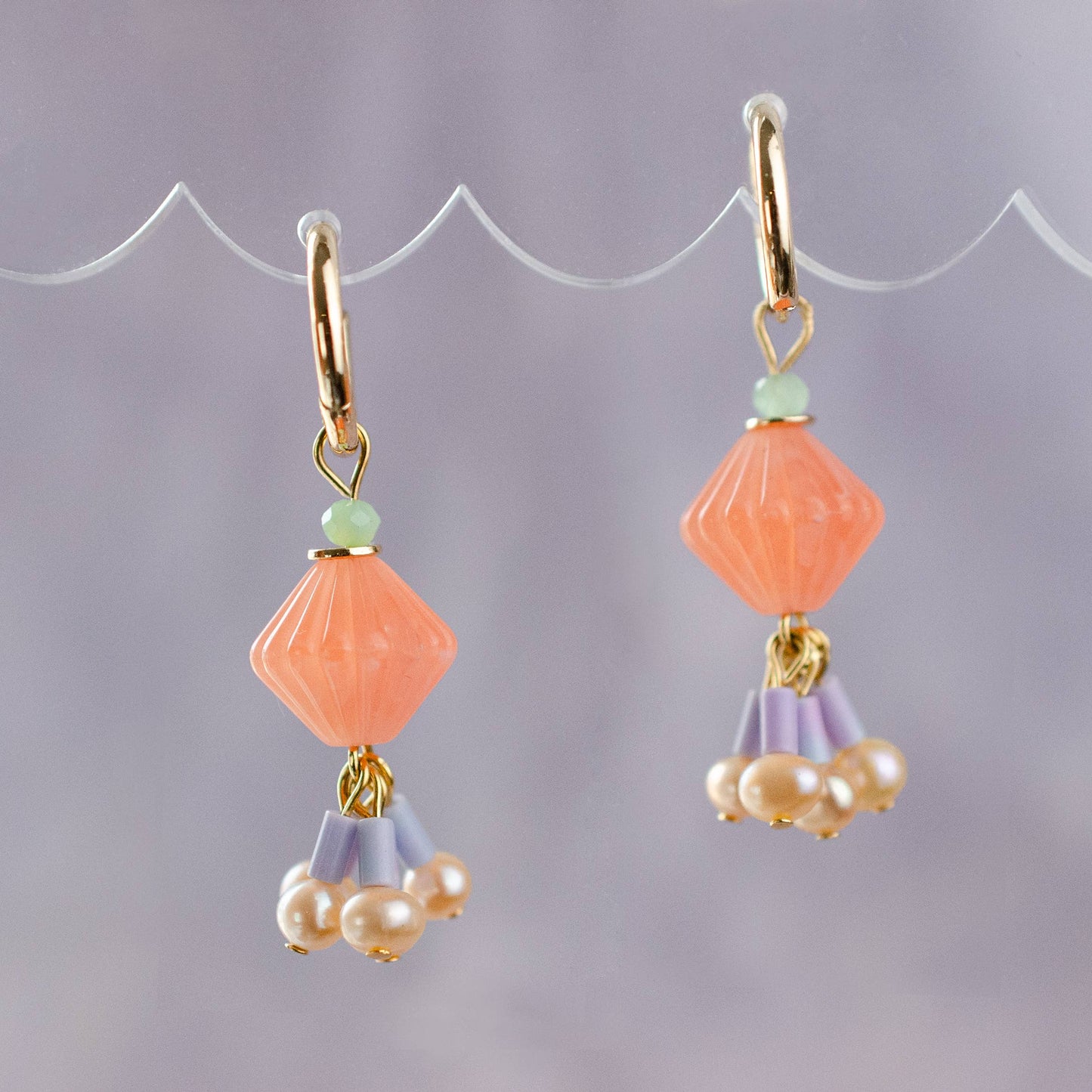 Pastel Coral Dangle Earrings
