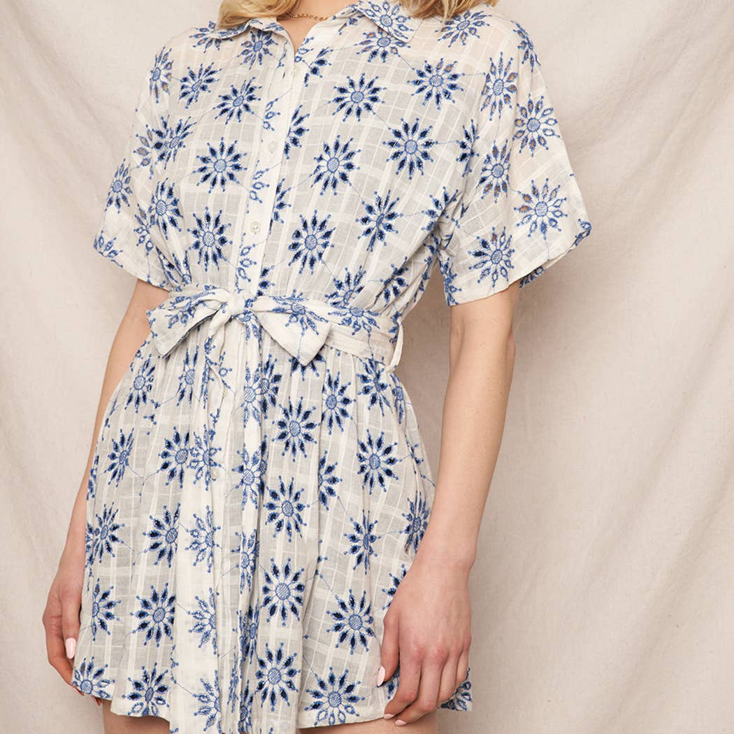 Eyelet Embroidered Shirt Dress