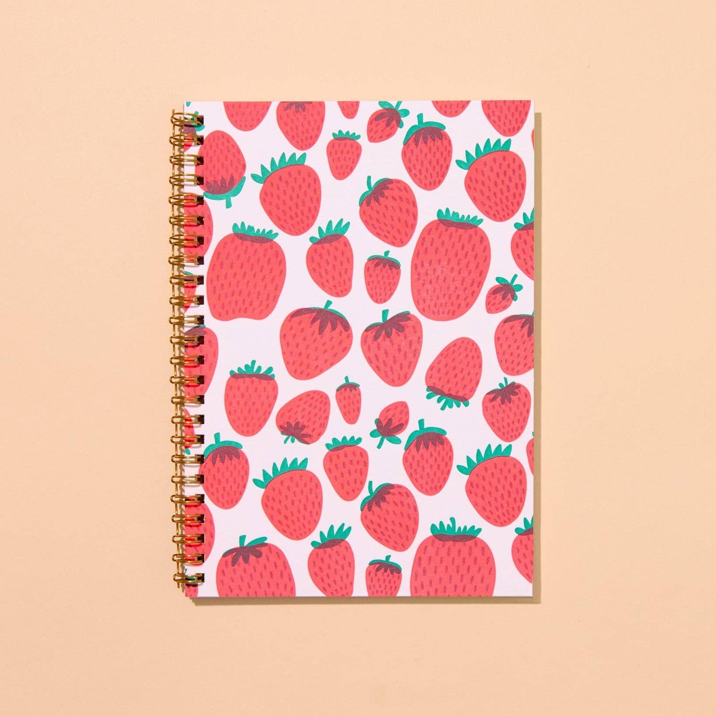 Strawberry Letterpress A5 Lined Spiral Notebook