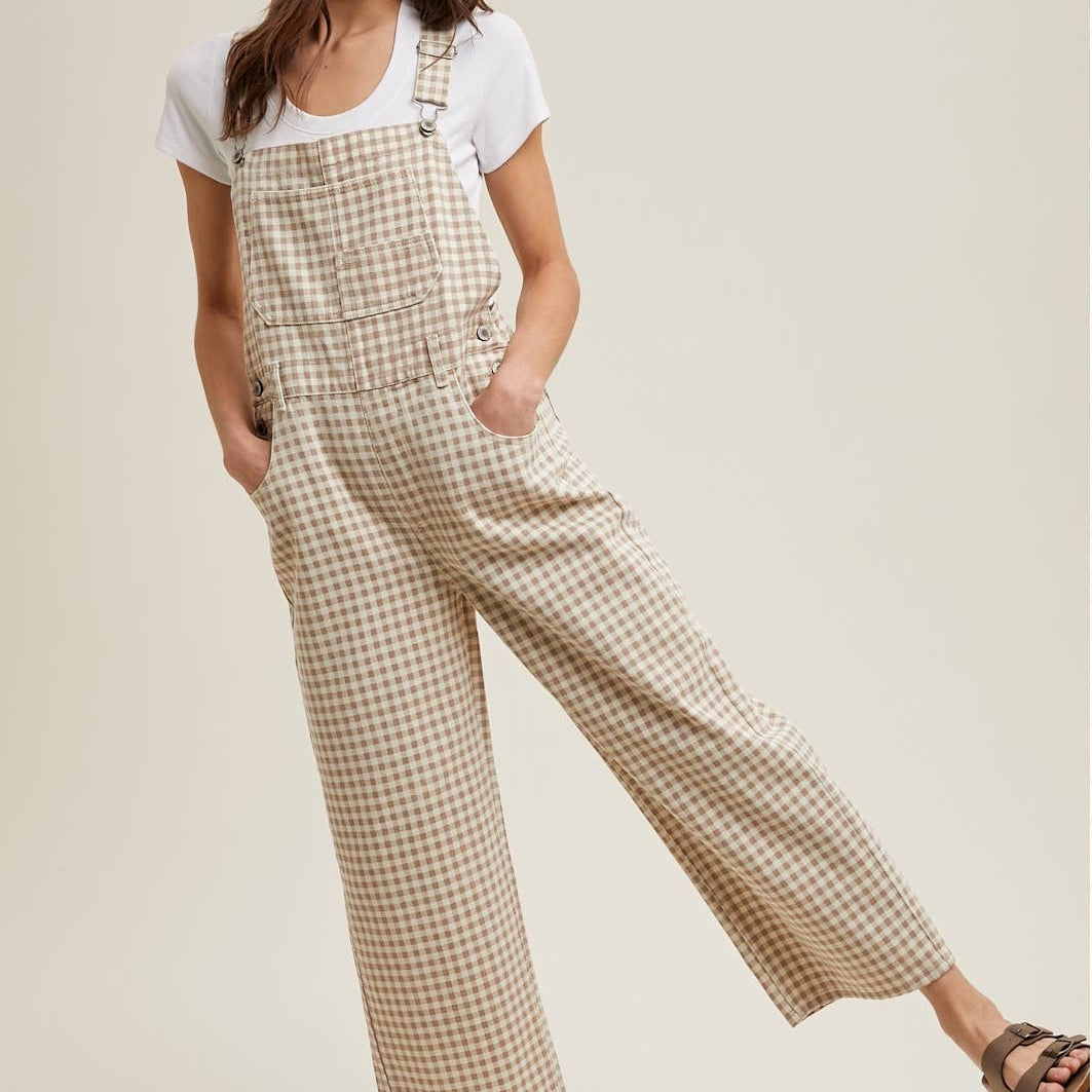 GINGHAM DENIM OVERALL