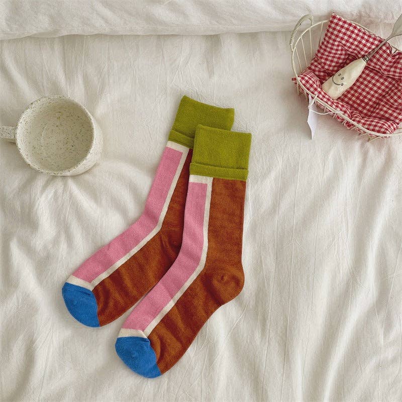 Pink Colorblock Socks
