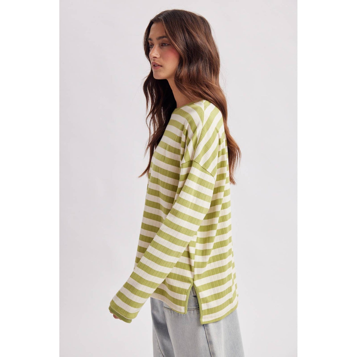 STRIPED RIBBED KNIT TOP