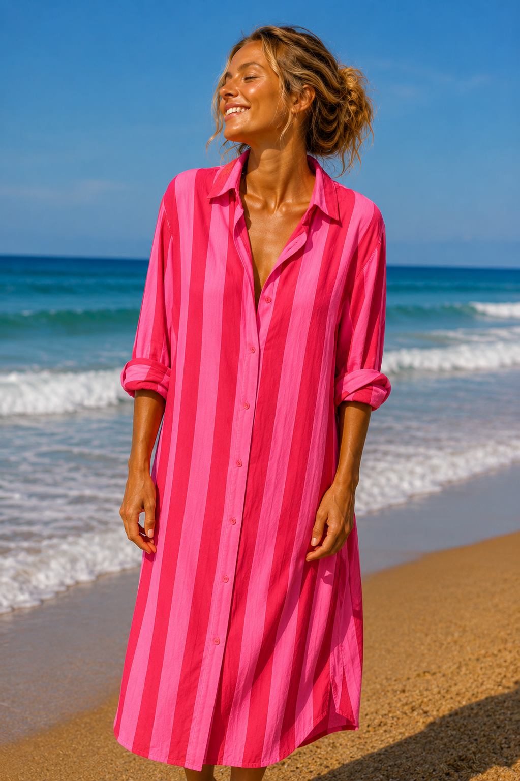 Surf Stripe Shirt Dress