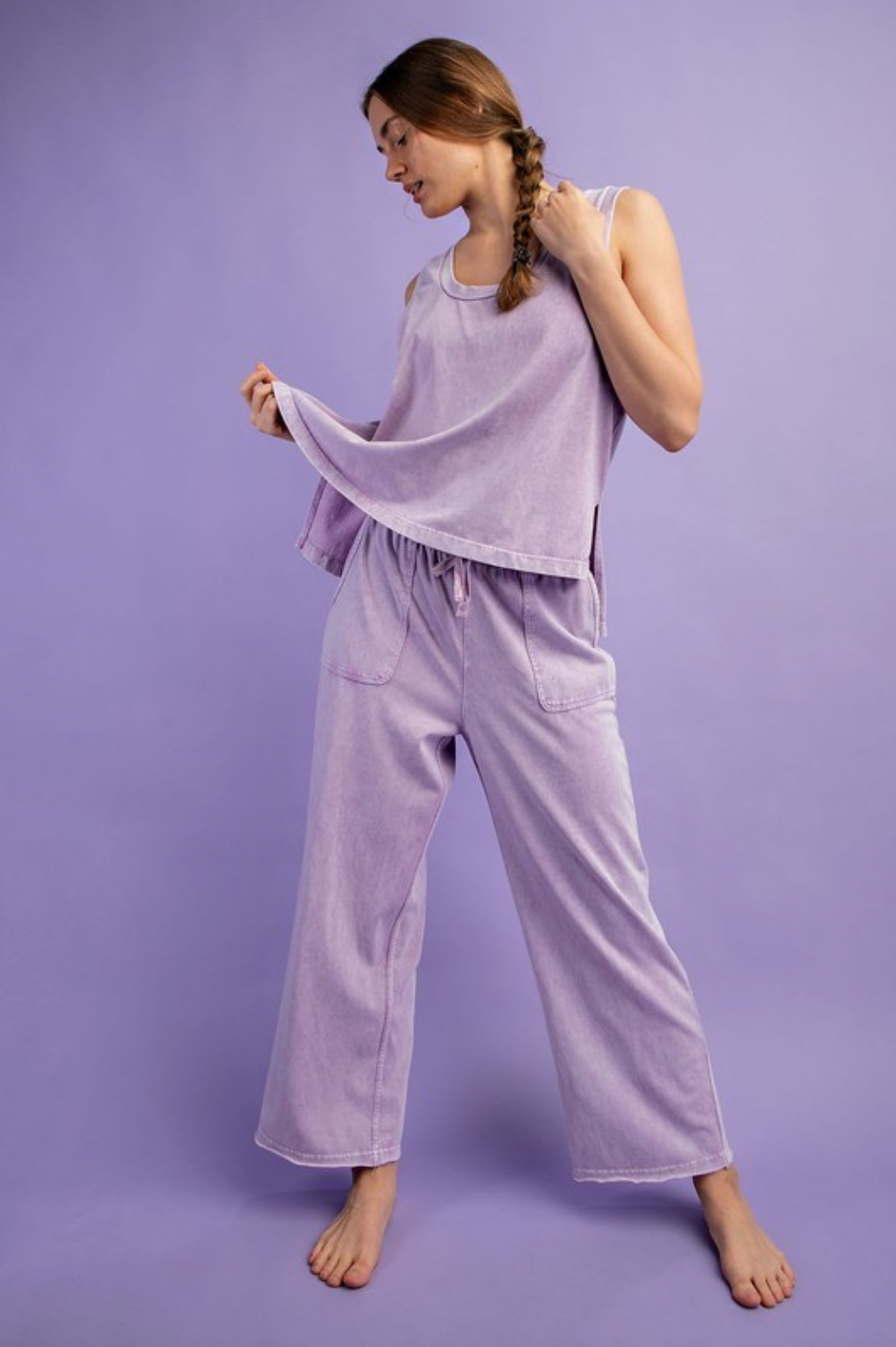 Lilac Sleeveless Mineral Washed Top