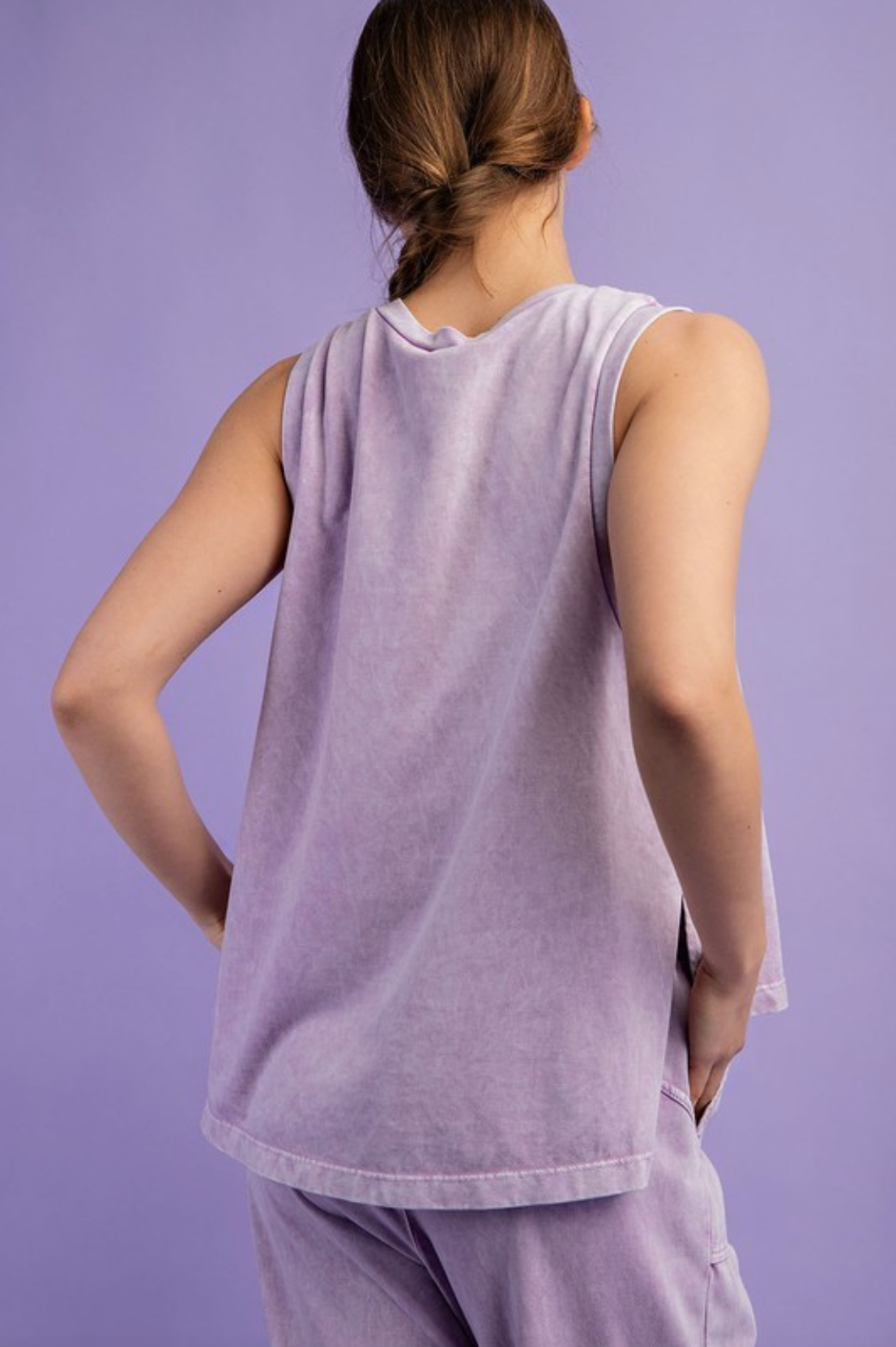 Lilac Sleeveless Mineral Washed Top