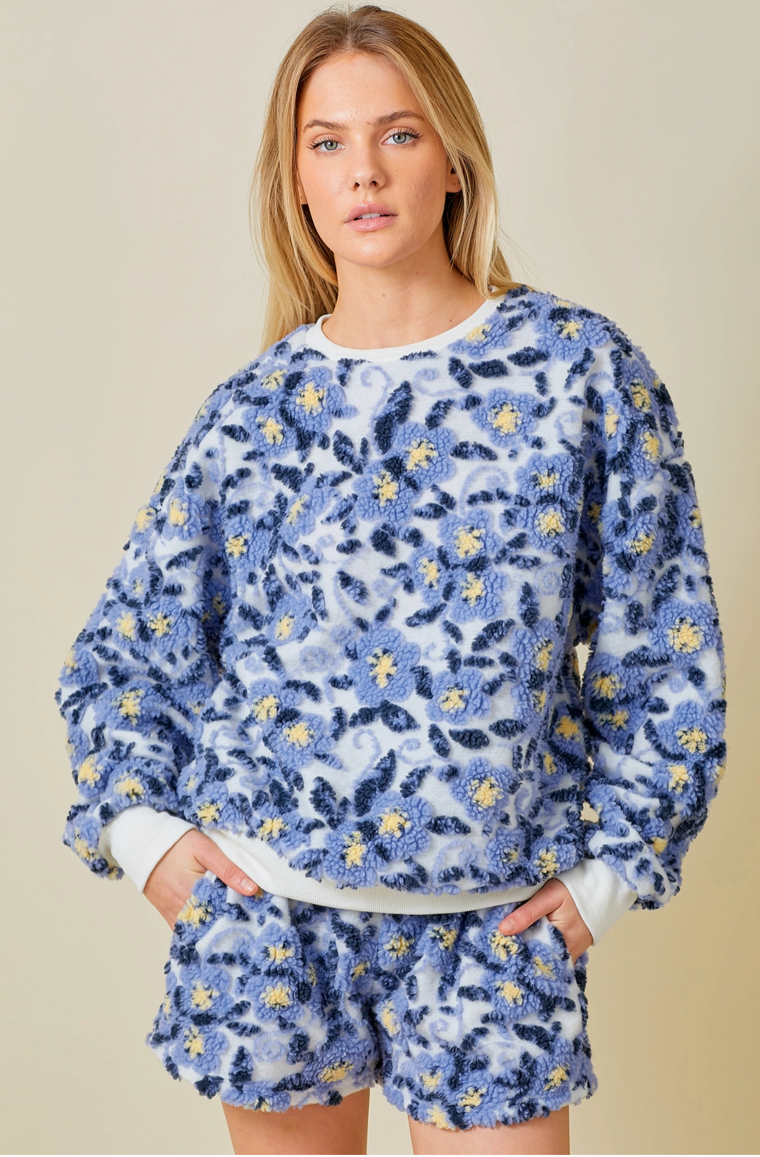 Floral Sherpa Pullover