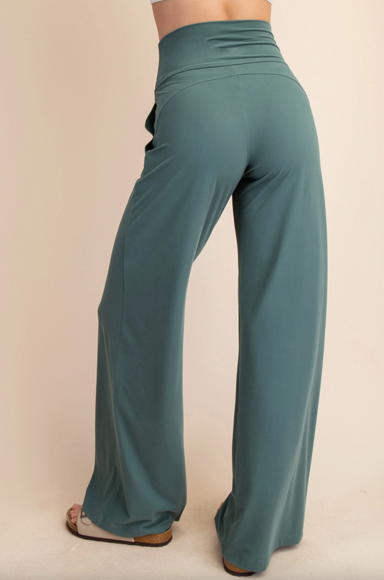 Fern Forest Recycled Butter V Waist Wide Pant