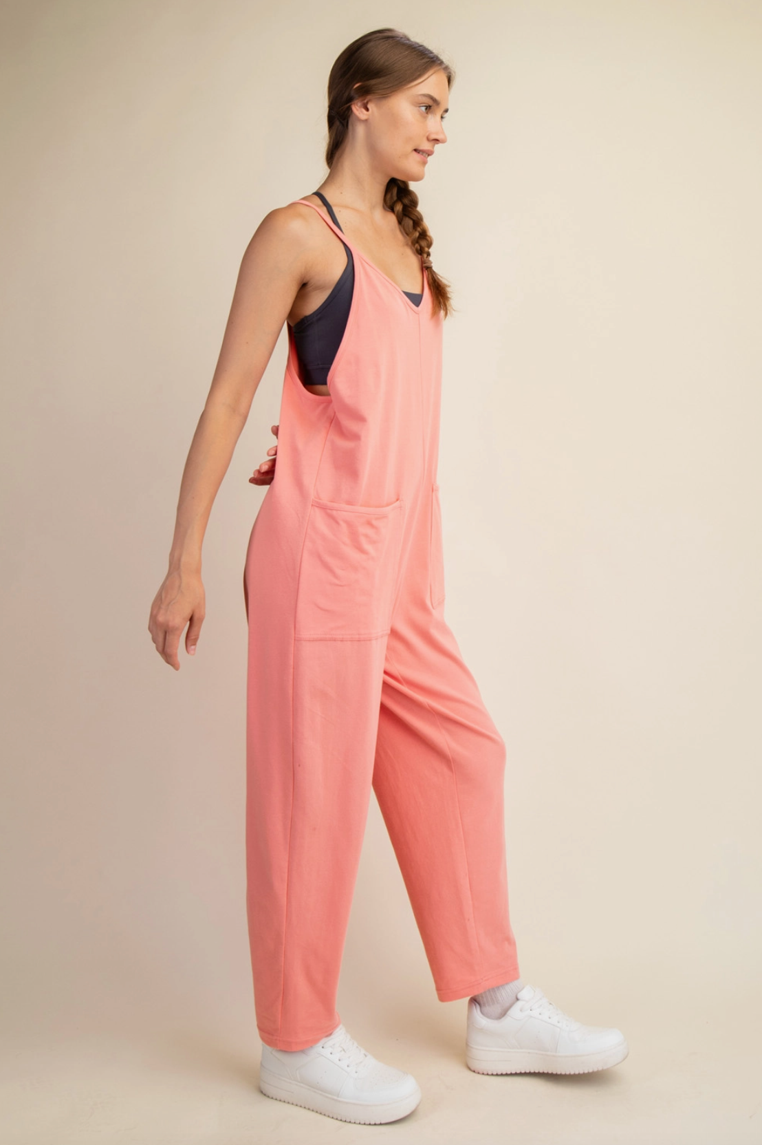 Dark Peach Sleeveless Jumpsuit