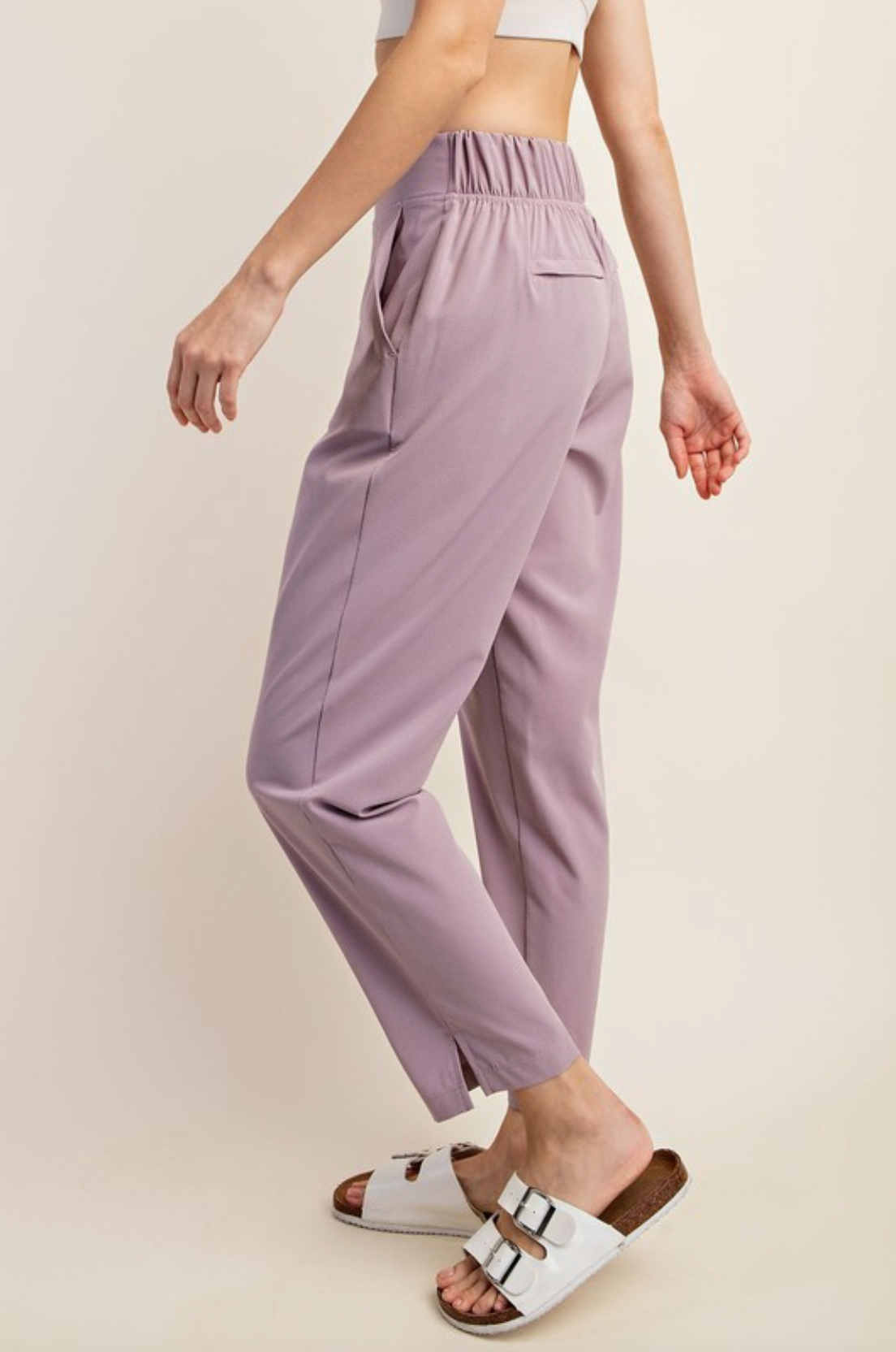 Ash Lavender Crinkle Woven Pant