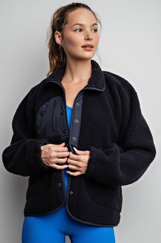 Navy Heavy Fleece Outdoor Jacket