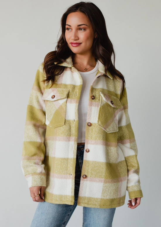 Green, Tan & Cream Plaid Jacket