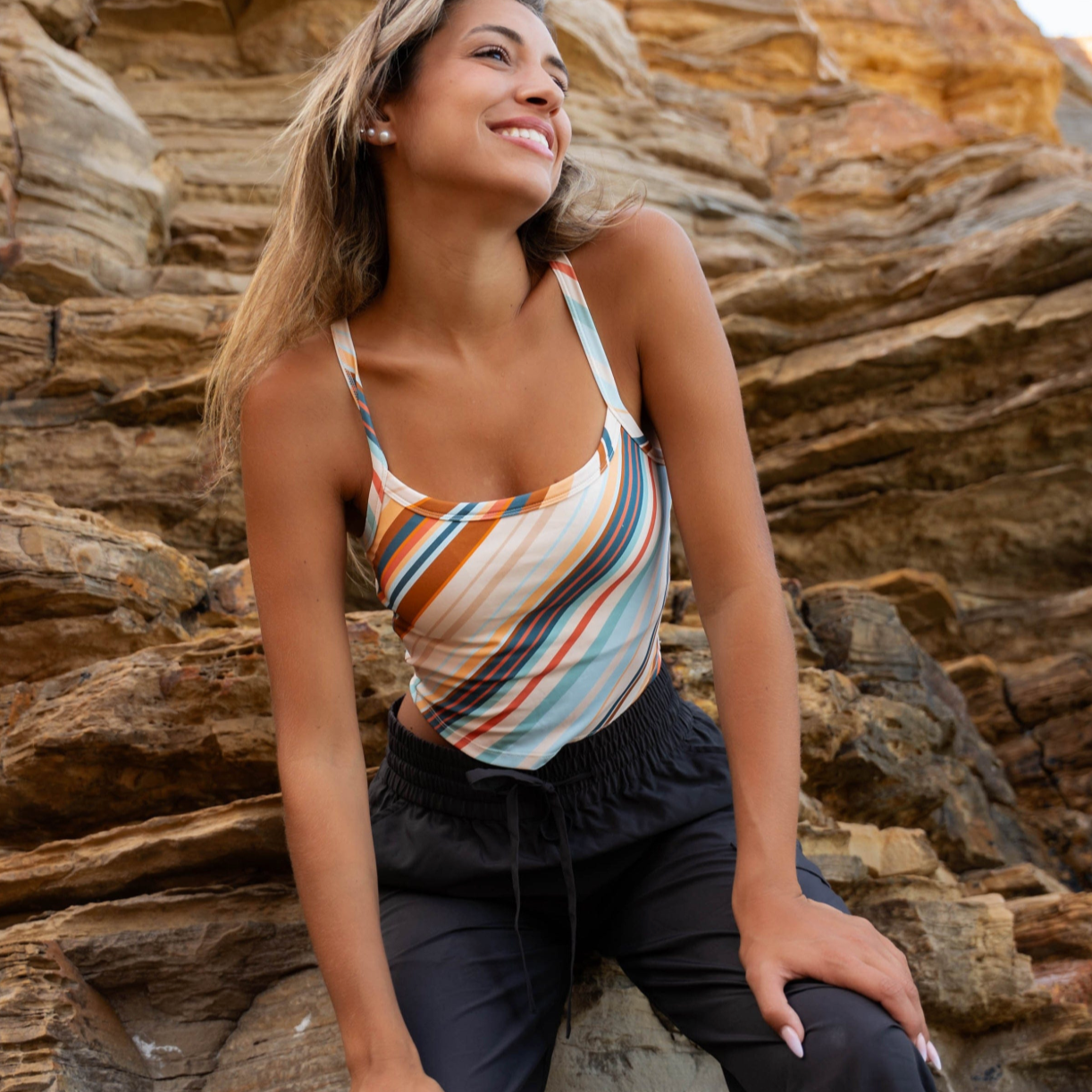 Cascade Stripe Longline Bra