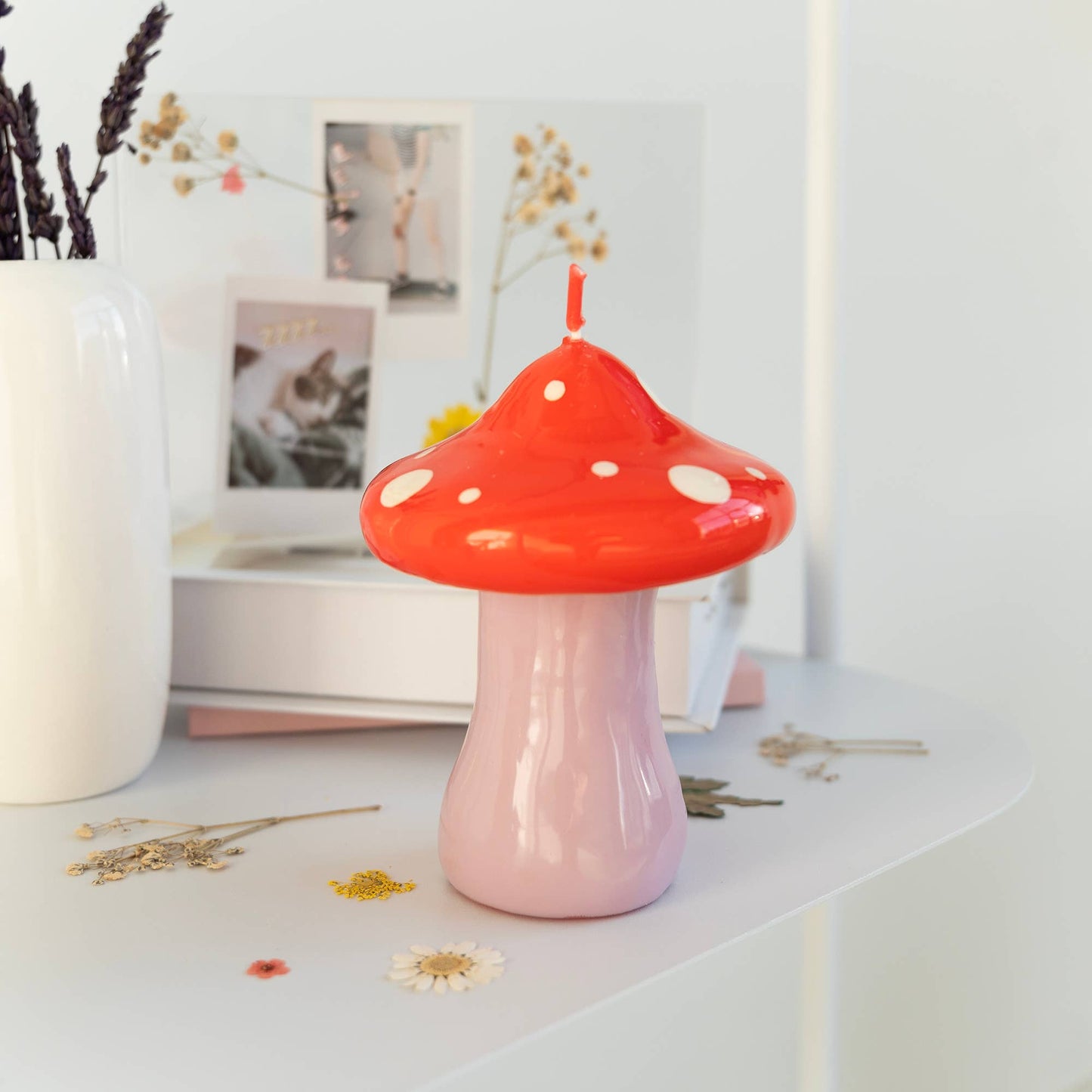 Large Red Mushroom Candle