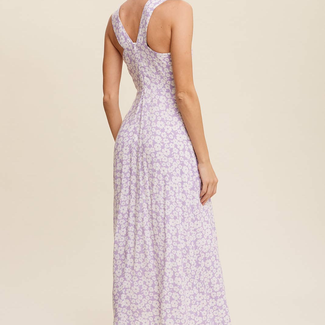 FloralV-Neck Midi Dress