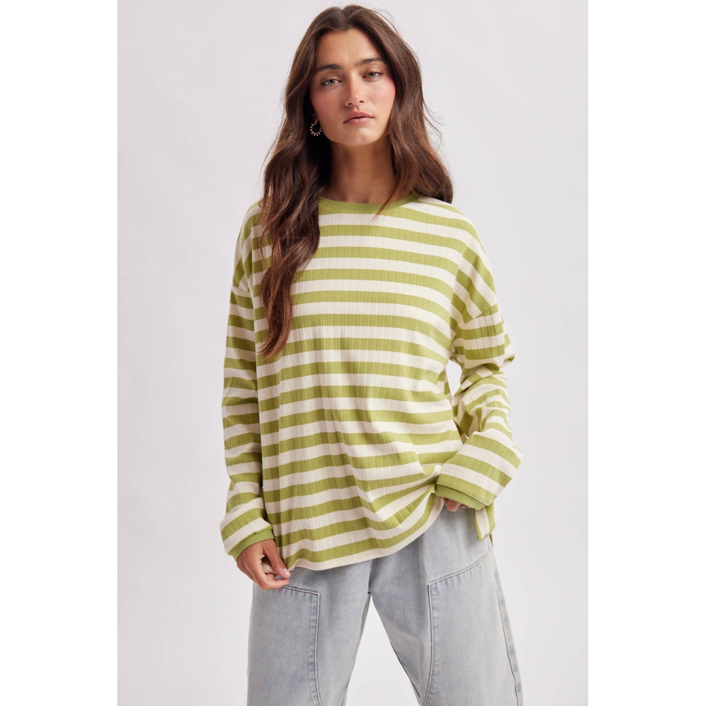 STRIPED RIBBED KNIT TOP