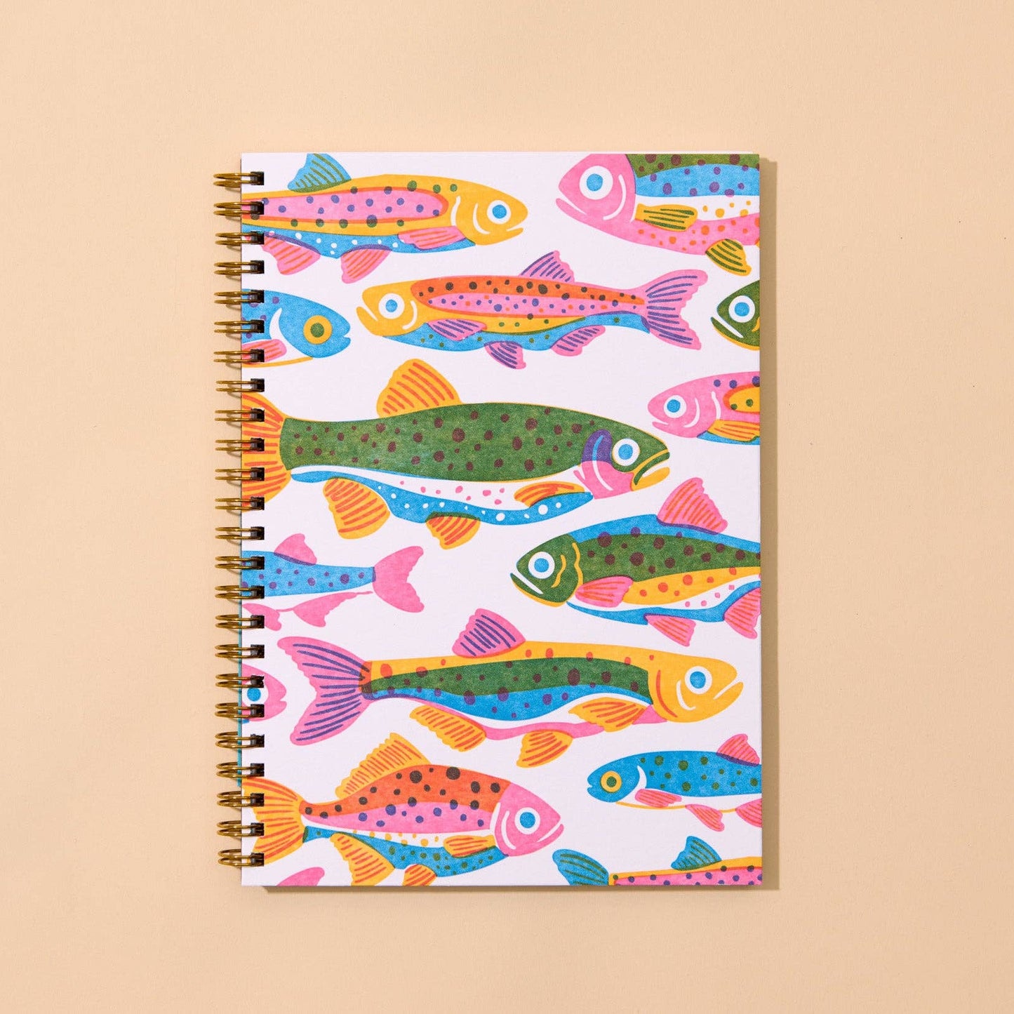 Rainbow Trout Letterpress A5 Lined Spiral Notebook
