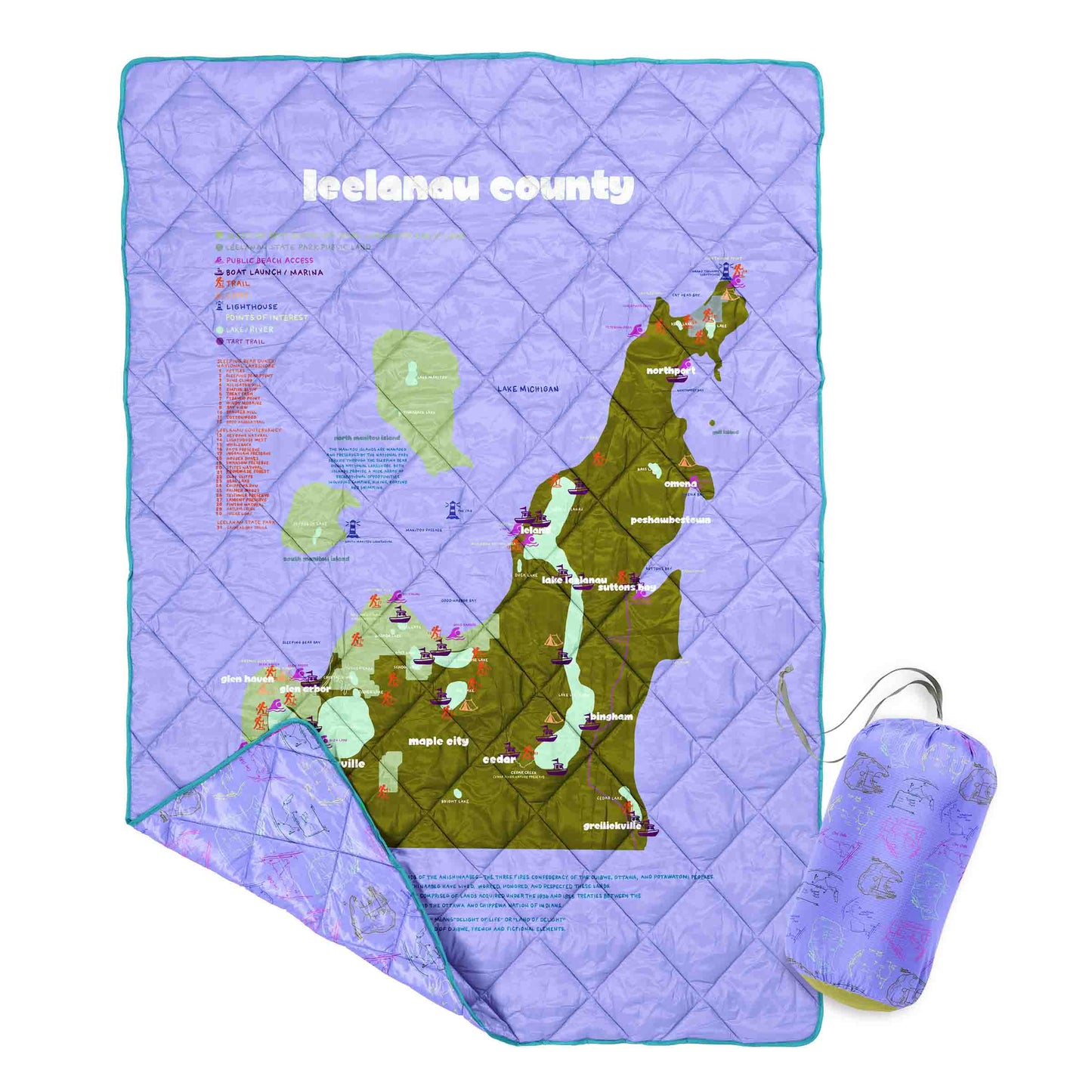 Leelanau Map Puffy Blanket
