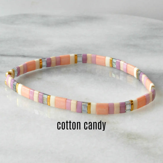 Stackable Stretch Tile Bead Bracelets - Cotton Candy
