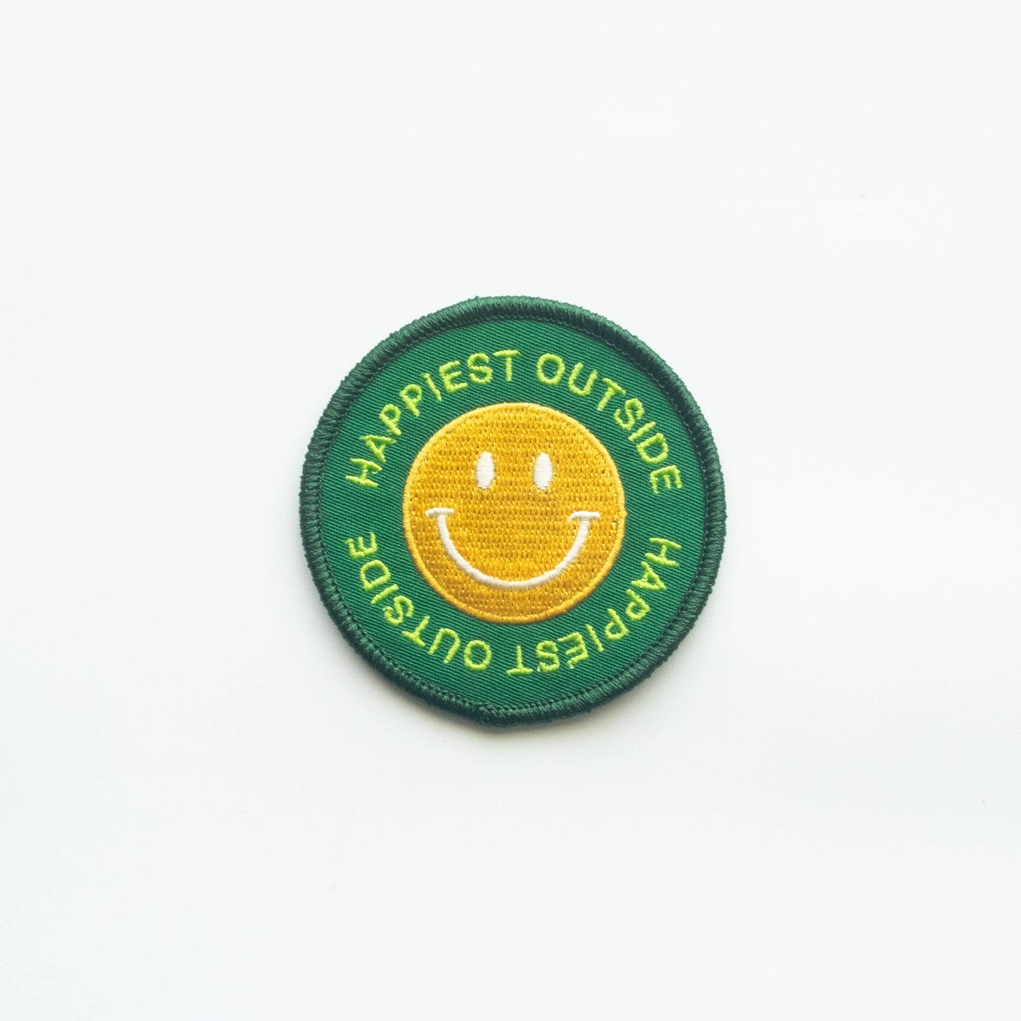 Happiest Outside Embroidered Iron on Patch